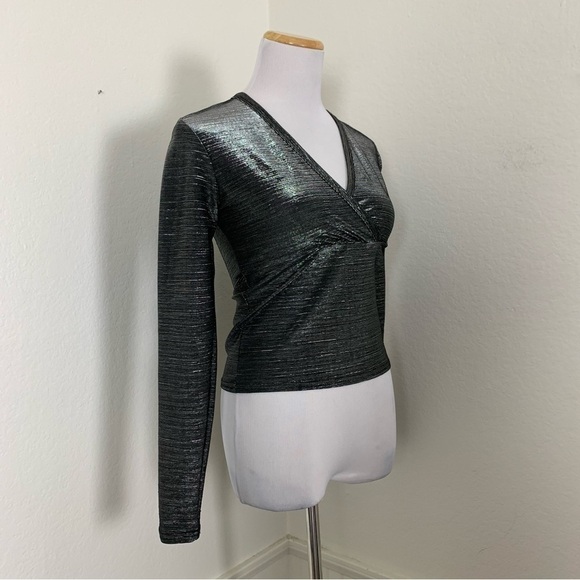 Vintage Moda International 90s Y2k Metallic Silver Lurex long sleeve top - Picture 15 of 15